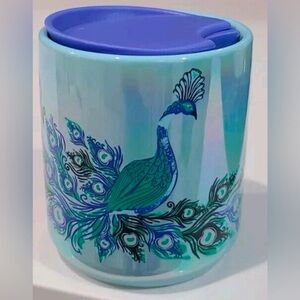 Peacock Design Travel Mug with Lid
